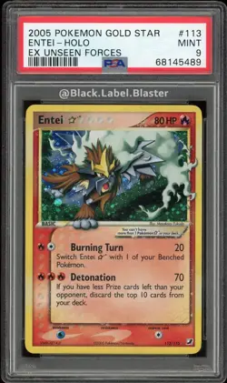 2005 Pokemon Gold Star EX Unseen Forces Entei Holo #113 - PSA 9 - (6 CERT) - Image 1