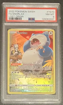 Snorlax TG10/TG30 Pokemon Lost Origin TG Holo SWSH11 English NM PSA 8. - Image 1