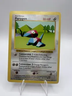 SHADOWLESS Porygon 39/102 Pokemon TCG Card Vintage 1999 WOTC Base Set LP - Image 1