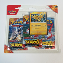 Pokemon TCG Scarlet & Violet Surging Sparks 3 Pack Blister Zapdos Factory Sealed - Image 1