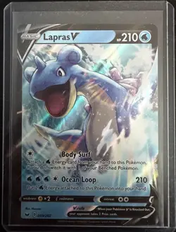 Pokemon Sword and Shield Lapras v Full Art Holo Rare Card 049/202 - Image 1