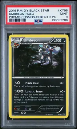 2016 POKEMON XY BLACK STAR PROMO COSMOS-BREAKPOINT 3 PACK UMBREON-HOLO PSA 9 - Image 1