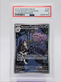 TEAM ROCKET'S WEEZING 2025 POKEMON SV RIVALS ILLUSTRATION RARE 199 PSA 9 Q0004 - Image 1