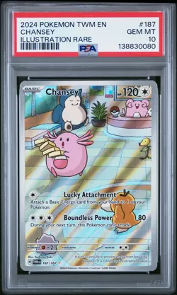 2024 POKEMON TWM EN-TWILIGHT MASQUERADE ILLUSTRATION RARE #187 CHANSEY PSA 10 - Image 1
