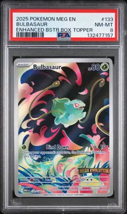 2025 POKEMON MEG EN-MEGA EVOLUTION ENHANCED BOOSTER BOX TOPPER BULBASAUR PSA 8 - Image 1