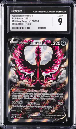 2021 POKEMON CHILLING REIGN ULTRA RARE HOLO GALARIAN MOLTRES V CGC 9 - Image 1