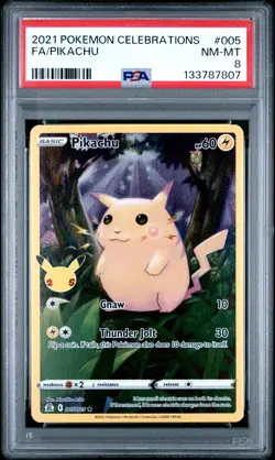 2021 POKEMON CELEBRATIONS #005 FULL ART/PIKACHU PSA 8 - Image 1