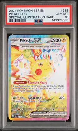2024 POKEMON SSP EN-SURGING SPARKS SPECIAL ILLUSTRATION RARE PIKACHU EX PSA 10 - Image 1