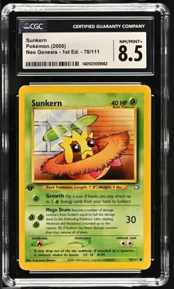 Pokemon Neo Genesis 1st Edition #078/111 Sunkern CGC 8.5 FREE SHIPPING (US Only) - Image 1