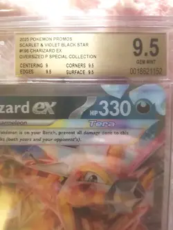 POKEMON CHARIZARD EX JUMBO BLACK STAR PROMO 196 BGS 9.5 GEM MINT PSA 10 OVERSIZE - Image 2