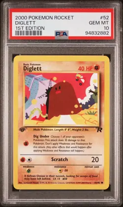 Diglett - 2000 Team Rocket 🔥 1st Edition PSA 10 🔥 GEM Vintage Pokemon B20 - Image 2