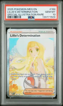 2025 POKEMON MEG SPECIAL ILLUSTRATION RARE #184 LILLIE'S DETERMINATION PSA 10 - Image 1