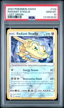 2022 POKEMON SWORD & SHIELD LOST ORIGIN #124 RADIANT STEELIX PSA 10 - Image 1