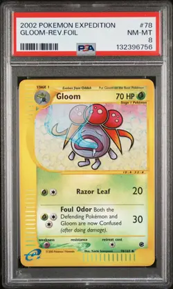 2002 POKEMON EXPEDITION #78 GLOOM-REVERSE FOIL PSA 8 - Image 1