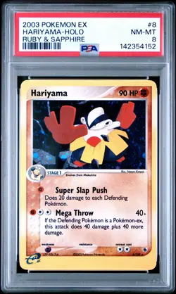 2003 POKEMON EX RUBY & SAPPHIRE #8 HARIYAMA-HOLO PSA 8 - Image 1