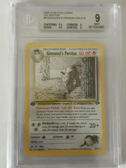 BGS 9 GIOVANNI'S PERSIAN #8 2000 POKEMON GYM CHALLENGE HOLO-1ST EDITION - Image 1