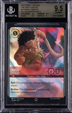2023 DISNEY LORCANA THE FIRST CHAPTER ENCHANTED #212 MAUI HERO TO ALL BGS 9.5 - Image 1