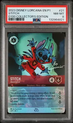 2023 DISNEY LORCANA EN P1-PROMO #21 STITCH - ABOMINATION PSA 8 - Image 1