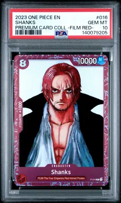 2023 ONE PIECE PREMIUM CARD COLLECTION ONE PIECE FILM RED #016 SHANKS PSA 10 - Image 1