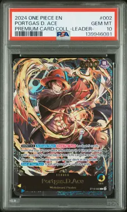 2024 ONE PIECE PREMIUM CARD COLLECTION LEADER COLLECTION PORTGAS D. ACE PSA 10 - Image 1