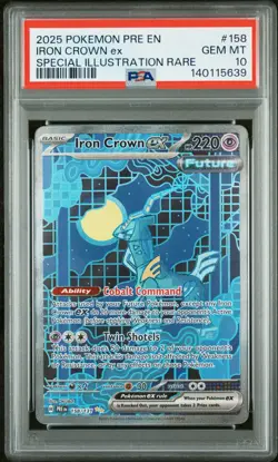 2025 POKEMON PRISMATIC EVOLUTIONS SPECIAL ILLUSTRATION RARE IRON CROWN EX PSA 10 - Image 1