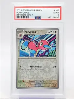 PORYGON2 2023 POKEMON S&V PARADOX RIFT REVERSE HOLO MINT 143/182 PSA 9 Q4385 - Image 1