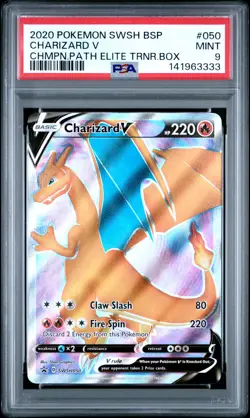 2020 POKEMON SWSH BLACK STAR PROMO #050 CHARIZARD V PSA 9 - Image 1