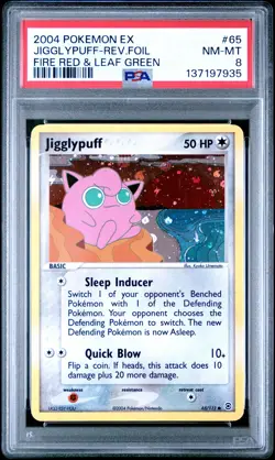 2004 POKEMON EX FIRE RED & LEAF GREEN #65 JIGGLYPUFF-REVERSE FOIL PSA 8 - Image 1