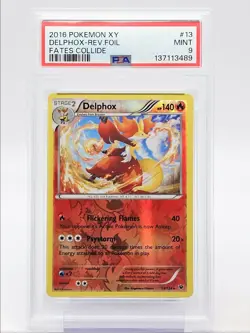 DELPHOX 2016 POKEMON XY FATES COLLIDE REVERSE HOLO MINT 13/124 PSA 9 Q4385 - Image 1