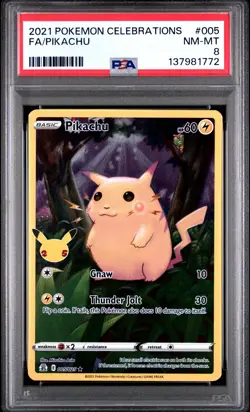 2021 POKEMON CELEBRATIONS #005 FULL ART/PIKACHU PSA 8 - Image 1