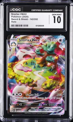 2020 POKEMON SWORD & SHIELD HOLO #142 SNORLAX VMAX CGC 10 GEM MINT - Image 1