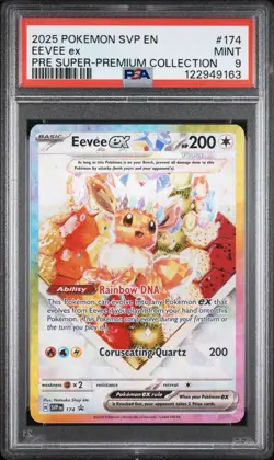 2025 POKEMON PRISMATIC EVOLUTIONS SUPER PREMIUM COLLECTION EEVEE EX #174 PSA 9 - Image 1