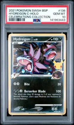2021 POKEMON SWSH PROMO CELEBRATIONS COLLECTION HYDREIGON C-HOLO PSA 10 - Image 1