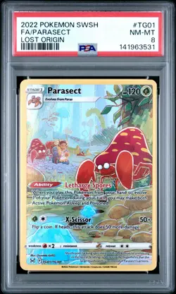 2022 POKEMON SWORD & SHIELD LOST ORIGIN #TG01 FULL ART/PARASECT PSA 8 - Image 1