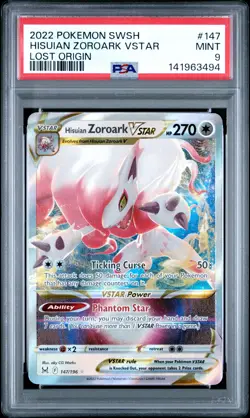 2022 POKEMON SWORD & SHIELD LOST ORIGIN #147 HISUIAN ZOROARK VSTAR PSA 9 - Image 1