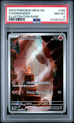 2023 POKEMON MEW EN-151 ILLUSTRATION RARE #168 CHARMANDER PSA 8 - Image 1