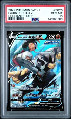 2022 POKEMON SWSH BRILLIANT STARS #TG20 FULL ART/RAPID STRIKE URSHIFU V PSA 10 - Image 1