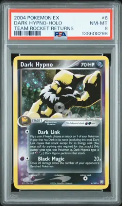 2004 POKEMON EX TEAM ROCKET RETURNS #6 DARK HYPNO-HOLO PSA 8 - Image 1
