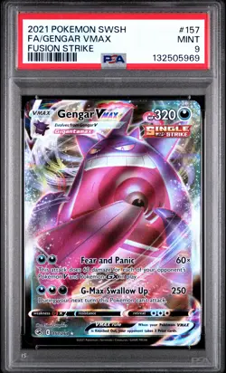 2021 POKEMON SWORD & SHIELD FUSION STRIKE #157 FULL ART/GENGAR VMAX PSA 9 - Image 1