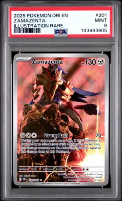2025 POKEMON DRI EN-DESTINED RIVALS ILLUSTRATION RARE #201 ZAMAZENTA PSA 9 - Image 1