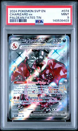 2024 POKEMON SVP EN-SV BLACK STAR PROMO PALDEAN FATES TIN CHARIZARD EX PSA 9 - Image 1