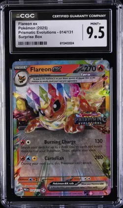 2025 POKEMON PRISMATIC EVOLUTIONS SURPRISE BOX #014 FLAREON EX CGC 9.5 - Image 1