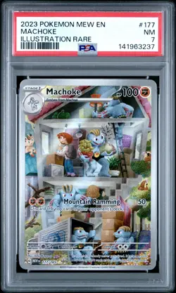 2023 POKEMON MEW EN-151 ILLUSTRATION RARE #177 MACHOKE PSA 7 - Image 1