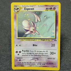 Pokemon Espeon 1/75 Neo Discovery Holo Rare Stage 1 80 HP Unlimited TCG Card - Image 1