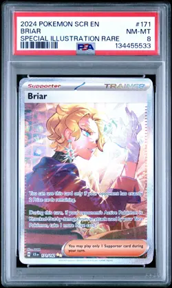2024 POKEMON SCR EN-STELLAR CROWN SPECIAL ILLUSTRATION RARE #171 BRIAR PSA 8 - Image 1