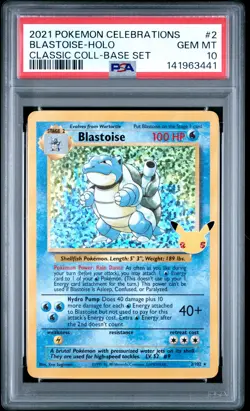 2021 POKEMON CELEBRATIONS CLASSIC COLLECTION #2 BLASTOISE-HOLO PSA 10 - Image 1