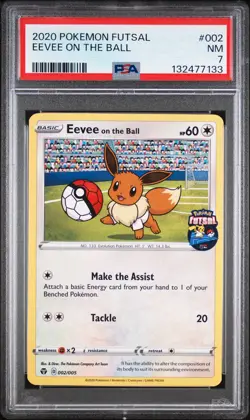 2020 POKEMON FUTSAL #002 EEVEE ON THE BALL PSA 7 - Image 1