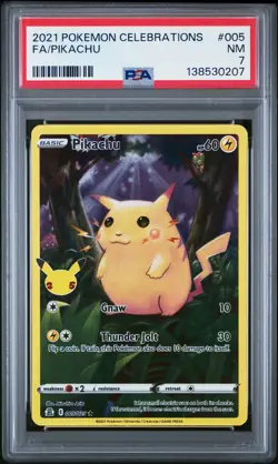 2021 POKEMON CELEBRATIONS #005 FULL ART/PIKACHU PSA 7 - Image 1