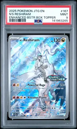 2025 POKEMON JTG EN-JOURNEY TOGETHER #167 N'S RESHIRAM PSA 9 - Image 1