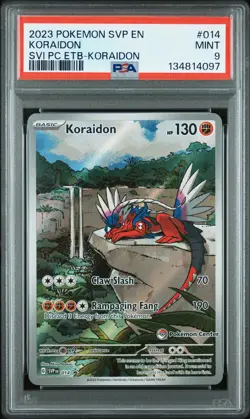 2023 POKEMON SCARLET & VIOLET POKEMON CENTER ETB PROMO SVP #014 KORAIDON PSA 9 - Image 1